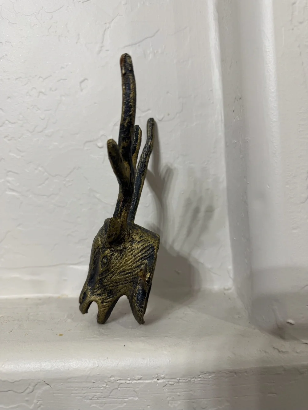 Decorative Antler Wall Hook - Gold Accent
